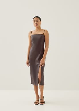 Lettie Pleather Column Midi Dress