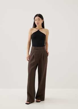Rasha Mid Waist Tailored Straight Leg Pants