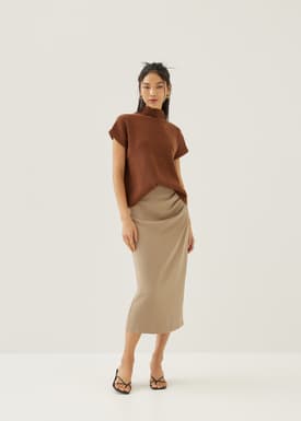 Mailea Side Pleat Column Skirt
