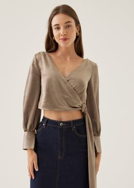 Elicia Satin Wrap Blouse