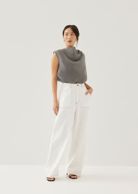 Nadya Asymmetric Organza Blouse