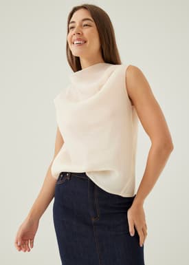 Nadya Asymmetric Organza Blouse