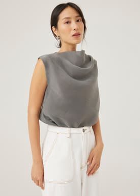 Nadya Asymmetric Organza Blouse