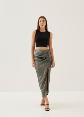 Fraya Ruched Pencil Midaxi Skirt