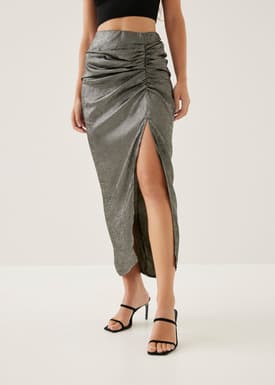 Fraya Ruched Pencil Midaxi Skirt