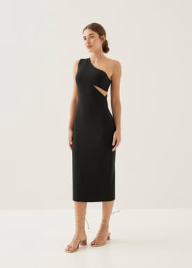 Adaline Padded Asymmetric Midi Dress
