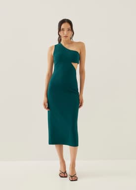 Adaline Padded Asymmetric Midi Dress