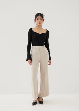Lorie Pleated Tailored Straight Leg Pants