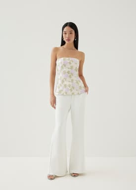Elira Elastic Floral Satin Tube Top