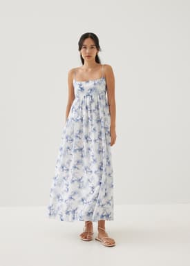 Erinn Babydoll Maxi Dress in Heirloom Botanicals
