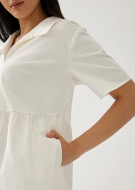 Heather Cotton Babydoll Shirt Dress