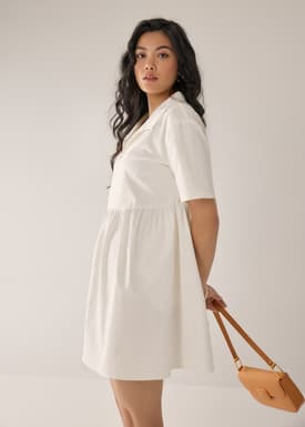 Heather Cotton Babydoll Shirt Dress