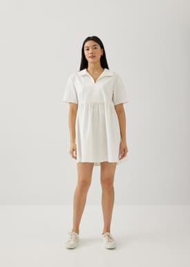 Heather Cotton Babydoll Shirt Dress