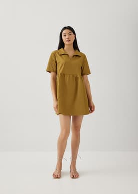 Heather Cotton Babydoll Shirt Dress