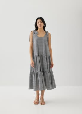 Loanne Gingham Trapeze Dress