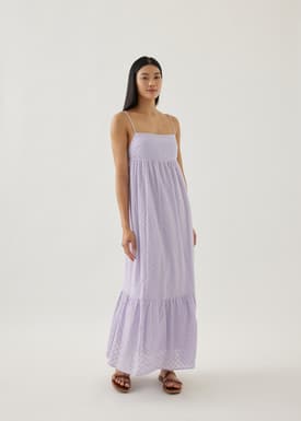 Graciela Padded Broderie Peplum Dress