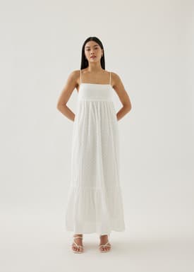 Graciela Padded Broderie Peplum Dress