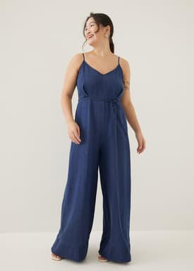 Aiko Chambray Wide Leg Jumpsuit