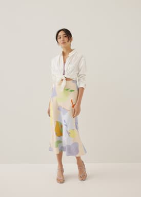 Zandra Flare Midaxi Skirt in Tropical Mirage