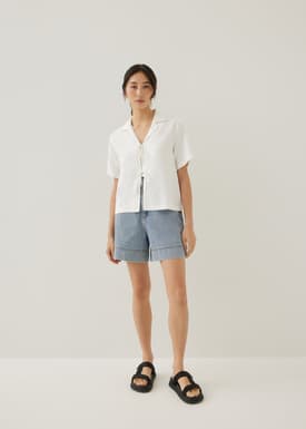 Allie Linen Ribbon Tie Shirt