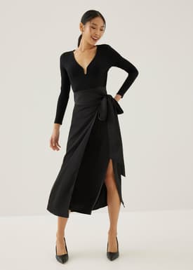 Thora Satin Wrap Maxi Skirt