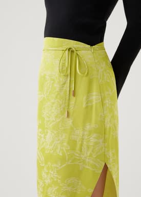 Inna Asymmetric Satin Pencil Skirt in Opulent Florals