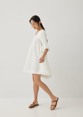 Pristine Cotton Frill Sleeve Dress