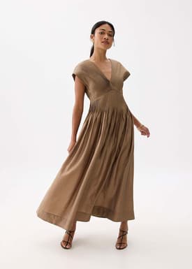 Padded Plunge Fit & Flare Maxi Dress