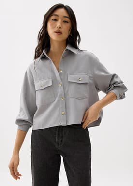Tweed Boxy Crop Shirt