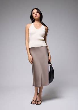 Ribbed Knit V-neck Fitted Tank Top