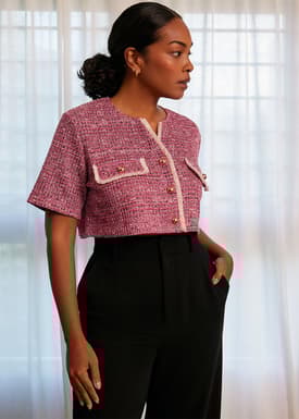 Tweed Boxy Cropped Top