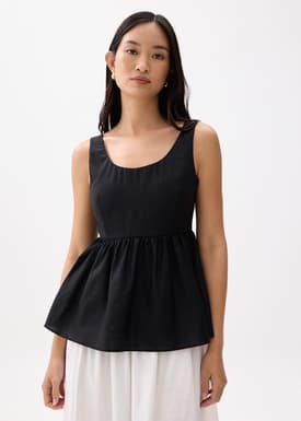 Padded Scoop Neck Peplum Top