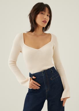 Knit Fitted Sweetheart Top