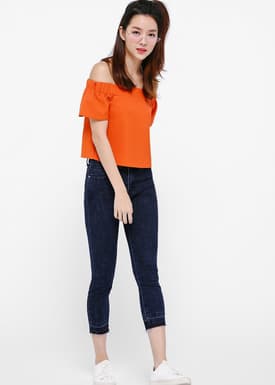 Amelia Skinny Mid Rise Crop - Dark Wash
