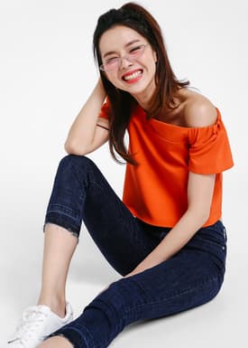 Amelia Skinny Mid Rise Crop - Dark Wash