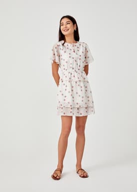 Luella Drawstring Tiered Ruffle Hem Dress in Daisy Dreams