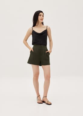 Amia Satin Cowl Neck Top