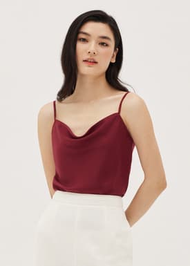 Amia Satin Cowl Neck Top