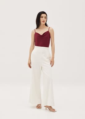 Amia Satin Cowl Neck Top