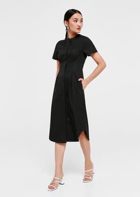 Elyse Pleated Button-down Shirt Dress