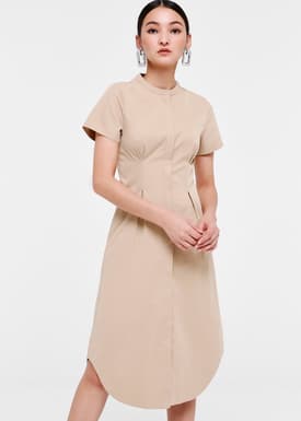 Elyse Pleated Button-down Shirt Dress