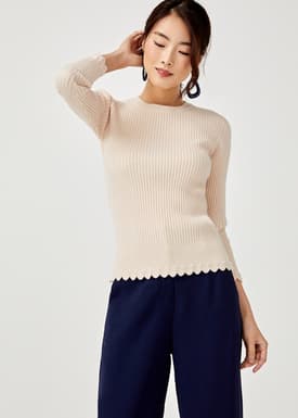 Analia Scallop Hem Knit Sweater