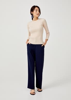Analia Scallop Hem Knit Sweater