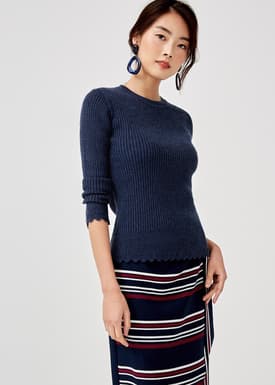 Analia Scallop Hem Knit Sweater