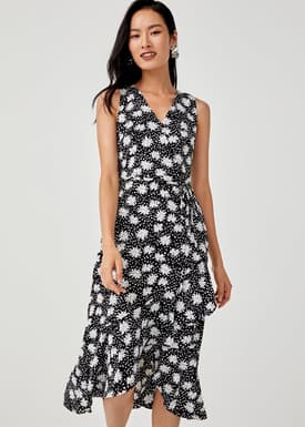 Kylie Ruffle Hem Wrap Dress