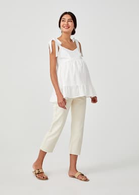 Denisa Maternity Jacquard Ruffle Hem Top