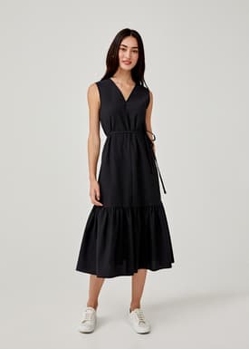Arnelle Ruffle Hem Trapeze Dress