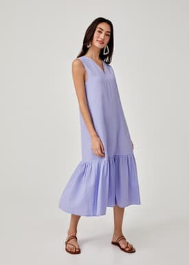 Arnelle Ruffle Hem Trapeze Dress