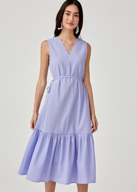 Arnelle Ruffle Hem Trapeze Dress