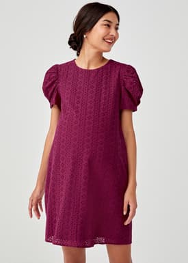 Lachelle Maternity Broderie Anglaise Puff Sleeve Dress